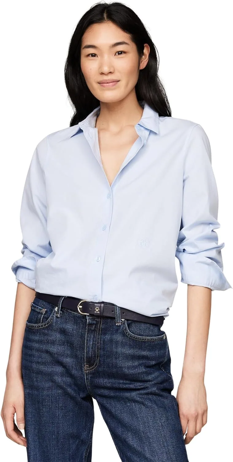 Tommy Hilfiger ▫️ Blusa de senhora, corte regular, camisa de algodão