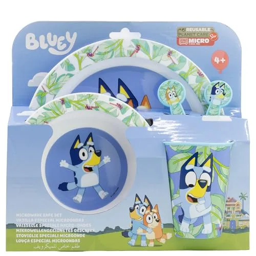 Stor ▫️ CONJUNTO DE 5 PEÇAS (PRATO, TIGELA, COPO E TALHERES) NA CAIXA BLUEY 3
