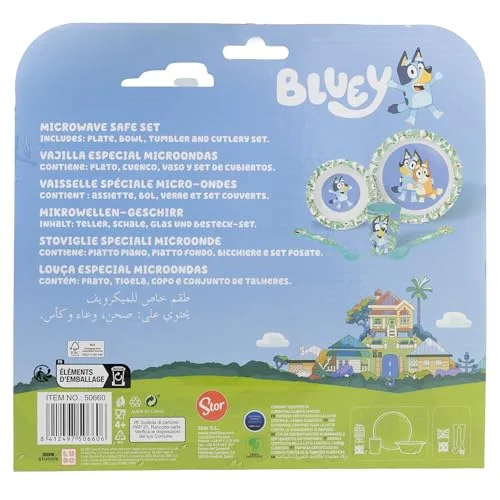 Stor ▫️ CONJUNTO DE 5 PEÇAS (PRATO, TIGELA, COPO E TALHERES) NA CAIXA BLUEY 4