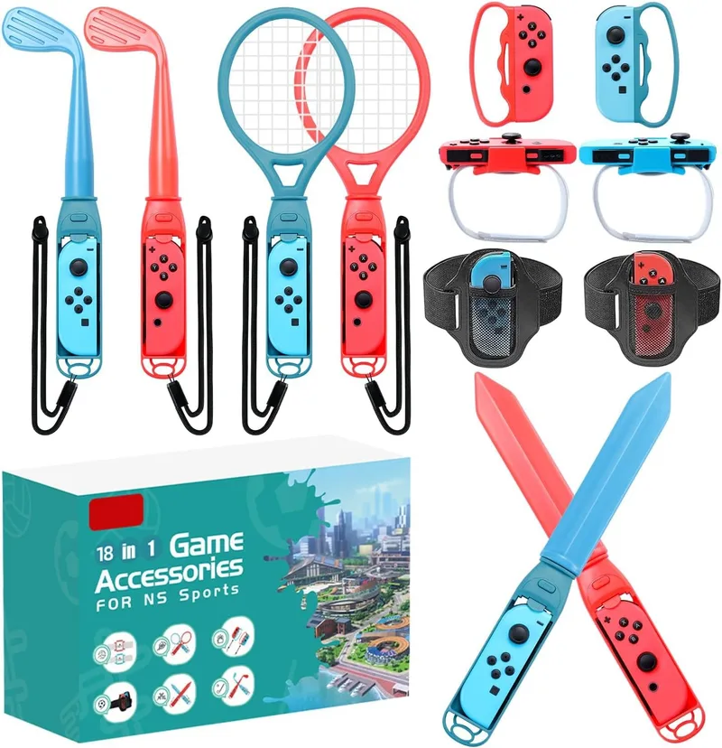 KYYOKE ▫️ 2024 Acessórios desportivos Switch, kit de acessórios desportivos Switch para a Nintendo Switch Sports, acessórios de jogos familiares compatíveis com Nintendo Switch/Nintendo Switch OLED