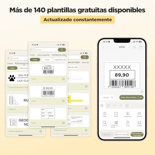 SUPVAN ▫️ T50M Pro – Etiquetadora Bluetooth compatível com mais de 80 etiquetas grandes 5