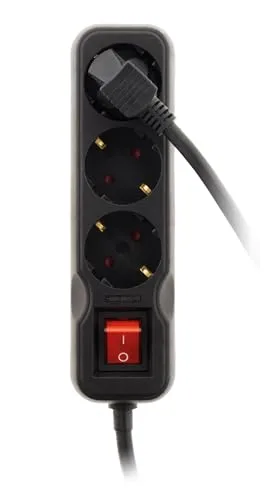 Zenitech ▫️ Barra de tomadas de 3 V com interruptor, 1,4 m - 3G1,5-HO5VV-F Preto 3