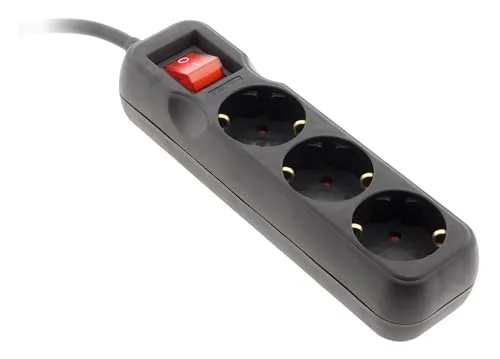 Zenitech ▫️ Barra de tomadas de 3 V com interruptor, 1,4 m - 3G1,5-HO5VV-F Preto 4