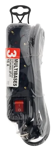 Zenitech ▫️ Barra de tomadas de 3 V com interruptor, 1,4 m - 3G1,5-HO5VV-F Preto 5