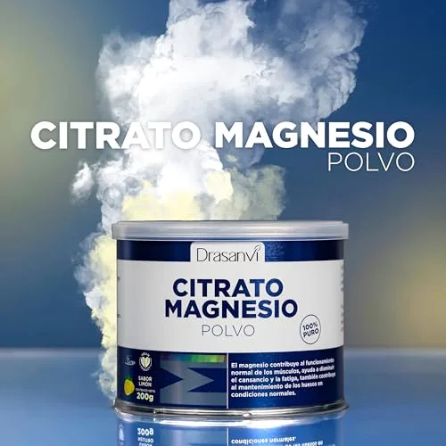Drasanvi ▫️ CITRATO DE MAGNÉSIO EM PÓ | Para o cansaço e a fadiga | Citrato de magnésio em pó | Articulações fortes | Sabor a limão | 200 g = 125 dias | Citrato de magnésio 4
