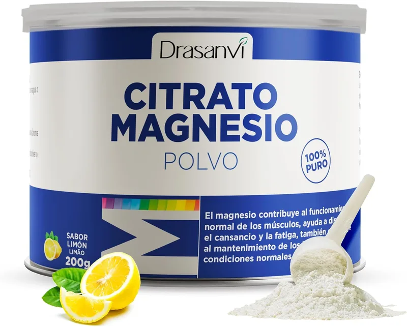 Drasanvi ▫️ CITRATO DE MAGNÉSIO EM PÓ | Para o cansaço e a fadiga | Citrato de magnésio em pó | Articulações fortes | Sabor a limão | 200 g = 125 dias | Citrato de magnésio