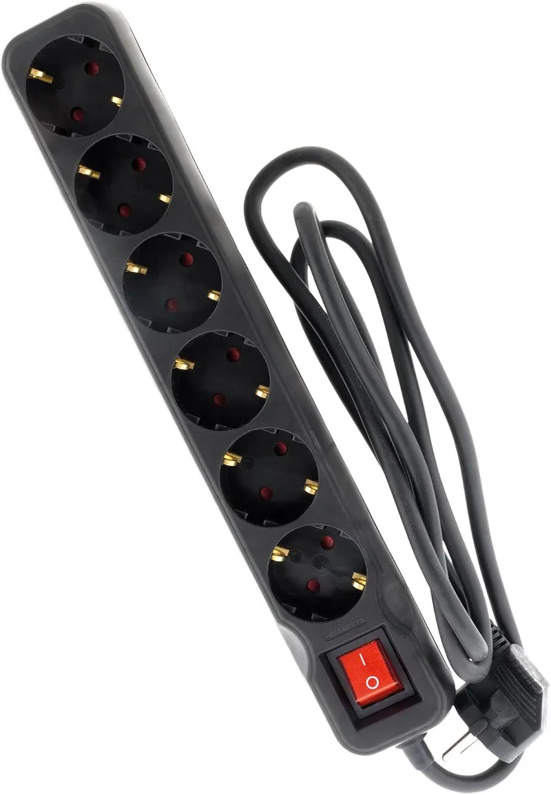 Zenitech ▫️ Barra de ligação de 6 V com interruptor, 1,4 m - 3G1,5-HO5VV-F Preto