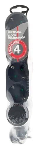 Zenitech ▫️ Regleta de 4 V com interruptor, 1,5 m, 3G1,5, preta, 5