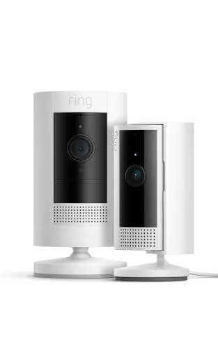 Ring ▫️ Câmara exterior com bateria (Stick Up Cam) + Câmara interior (Indoor Camera, 2.ª geração) | Câmaras de vigilância Wi-Fi com vídeo HD e comunicação bidirecional | 30 dias grátis Home 3