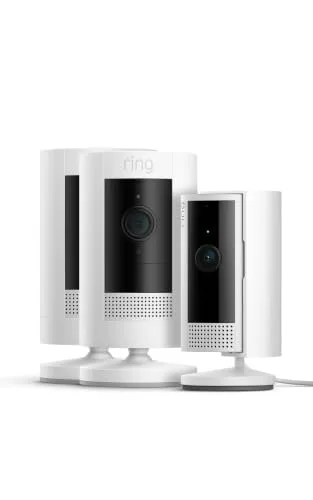 Ring ▫️ Conjunto de 2 câmaras para exterior com bateria (Stick Up Cam) + câmara para interior (Indoor Camera, 2.ª geração) | Câmaras de vigilância Wi-Fi com vídeo HD e comunicação bidirecional | 30 dias grátis Home 2