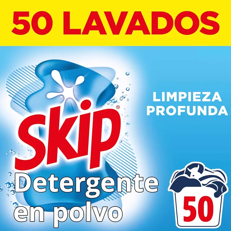 Skip ▫️ Detergente em pó para a roupa, limpeza profunda, 50 lavagens