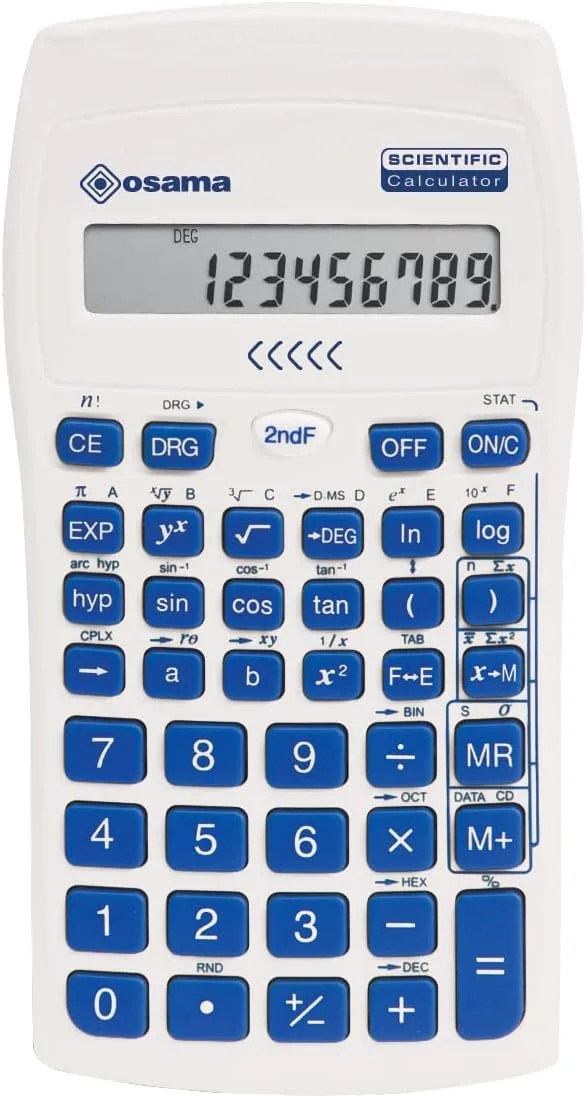 Osama ▫️ Calculadora científica com 56 funções, 10 dígitos na mantissa e 2 no expoente, Material escolar com capa deslizante, aprovada para exames nacionais - Material escolar para o regresso às aulas,