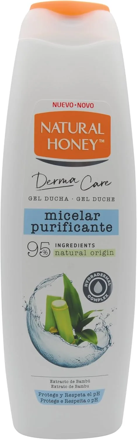 Natural Honey ▫️ Gel de Banho Micelar Purificante com Extrato de Bambu, Complexo Hydradermal e Micelas que Previnem a Sensação de Secura, Protege o pH Natural da pele, Linha Derma Care, 650 ml