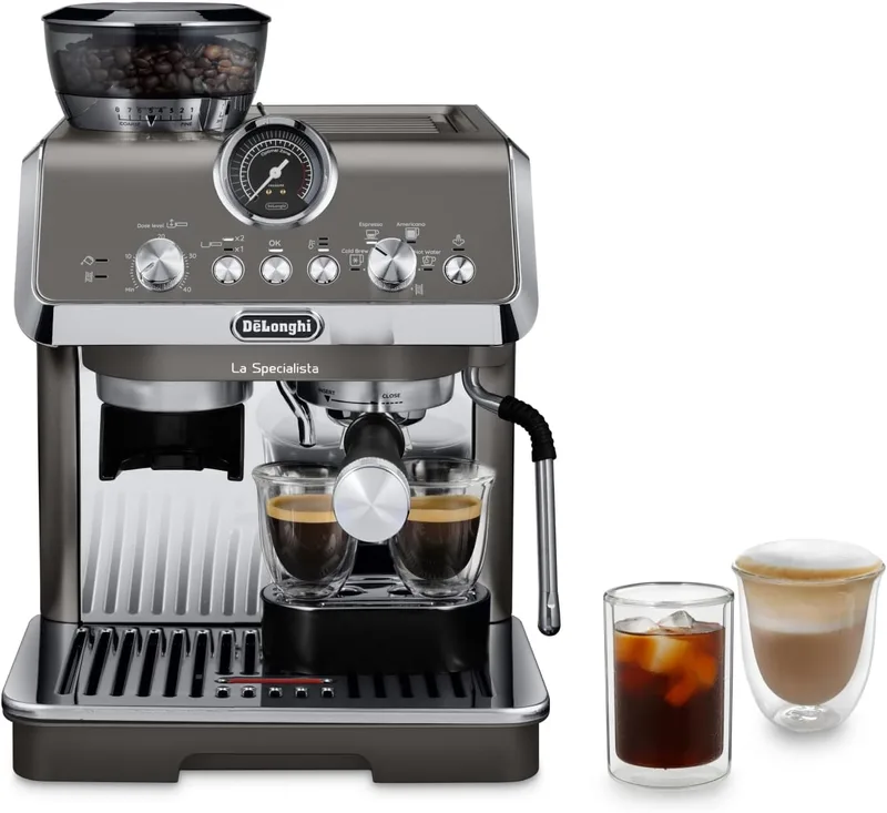 De'Longhi ▫️ La Specialista Arte Evo EC9255.T, Máquina de café expresso, com função Cold Brew, com jarro de leite profissional, tecnologia de moagem por sensor, incl. kit de barista, 1550 W, titânio