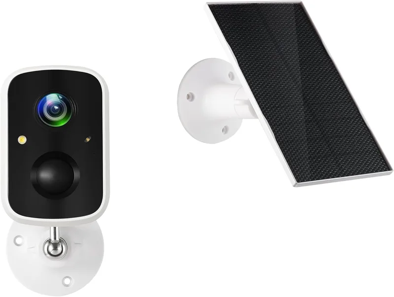 Technaxx ▫️ TX-244, Câmara de exterior com painel solar, sensor de deteção de movimento por infravermelhos, bateria recarregável incorporada, WiFi - Câmara de segurança doméstica com visão nocturna