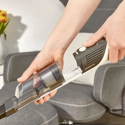 Severin ▫️ Aspirador de mão sem fio, aspirador silencioso para pêlos com acessório para móveis e teclados, aspirador pequeno com bateria com autonomia de até 30 minutos, branco/preto mate, HV 7140 3