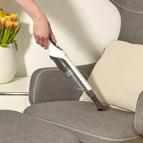 Severin ▫️ Aspirador de mão sem fio, aspirador silencioso para pêlos com acessório para móveis e teclados, aspirador pequeno com bateria com autonomia de até 30 minutos, branco/preto mate, HV 7140 6