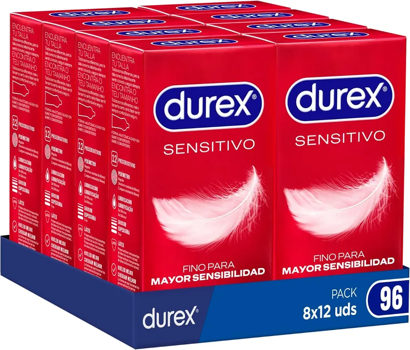 Durex ▫️ Pack Preservativos Sensitivo Suave, 96 preservativos.