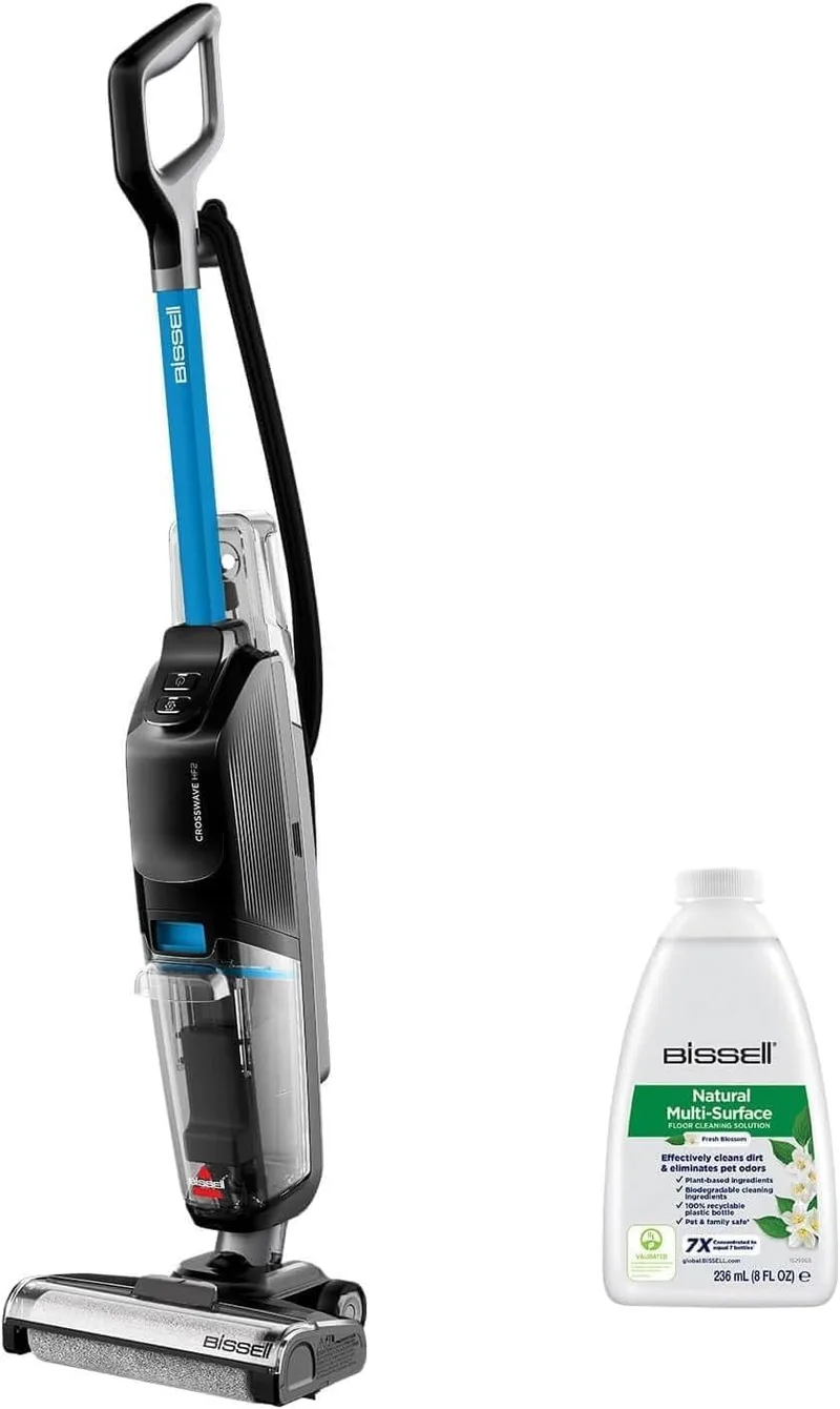 Bissell CrossWave HF2, Aspirador de mão com fio, Aspirador e esfregona de um só passo, Aspirador vertical leve, Aspirador potente, Aspirador de água, Apenas pavimentos duros, 3845N
