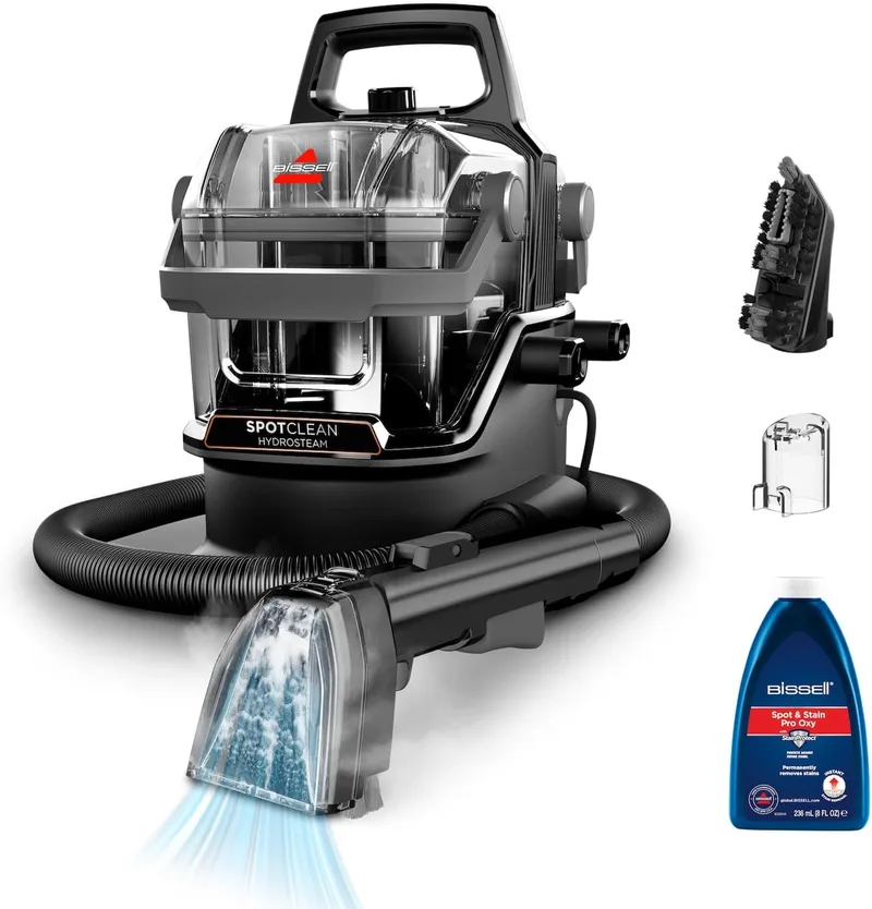 BISSELL SpotClean HydroSteam, Aspirador de água para estofos, Aspirador com tecnologia HydroSteam, Modo Vapor, Aspirador para alcatifa, estofos, sofá e automóvel, Motor potente de 1000 W, 3689N