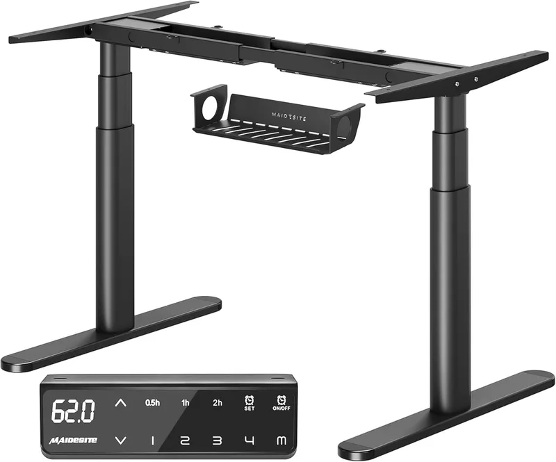MAIDeSITe ▫️ Electric Raising Desk Frame EL2 Plus Art Plus com design de perna oval, secretária de elevação dupla motorizada ajustável em altura com 62-125 cm, 4 controlos de memória