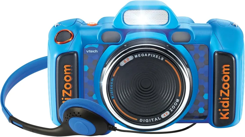 VTech ▫️ Kidizoom Duo FX Azul, Câmara fotográfica infantil a partir dos 4 anos | Selfies, Vídeo, Ecrã a cores, Estúdio de banda desenhada, Filtros e efeitos divertidos, 4 pilhas AA, Versão ESP