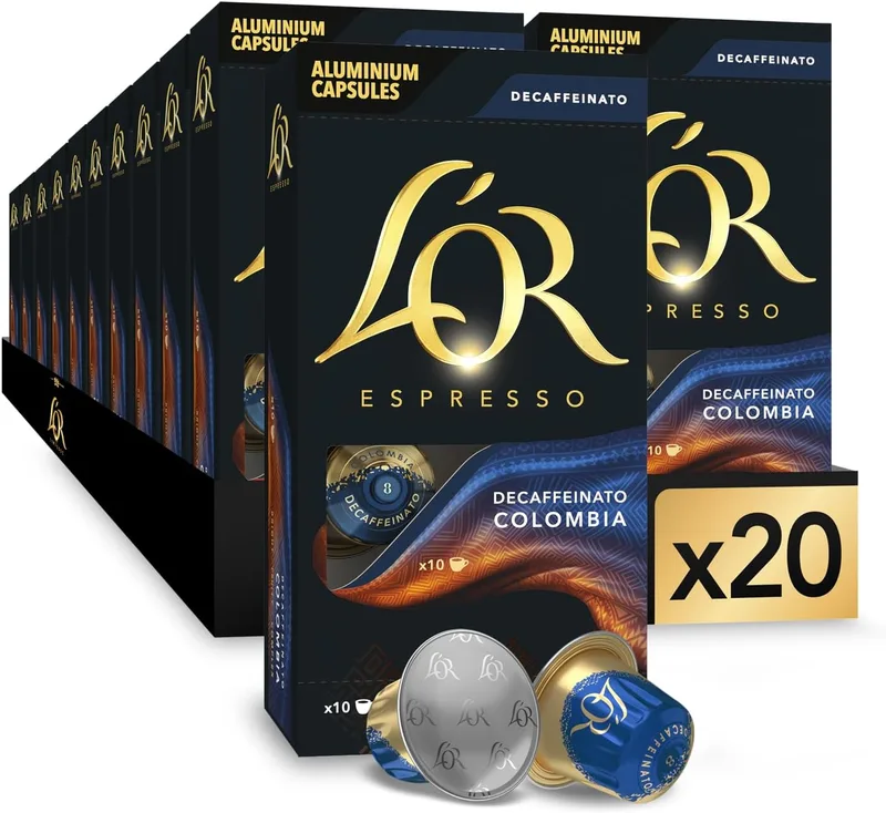 L'OR ▫️ Espresso Cápsulas de Café Colômbia Descafeinado | 200 Cápsulas Compatíveis com Nespresso | Exclusivo da Amazon