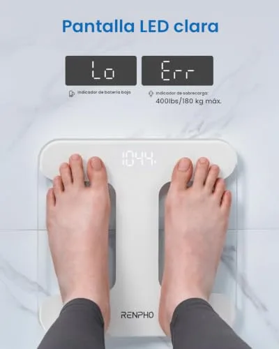 RENPHO ▫️ Balança de casa alta precisão, ecrã LED, tecnologia Step-On 6