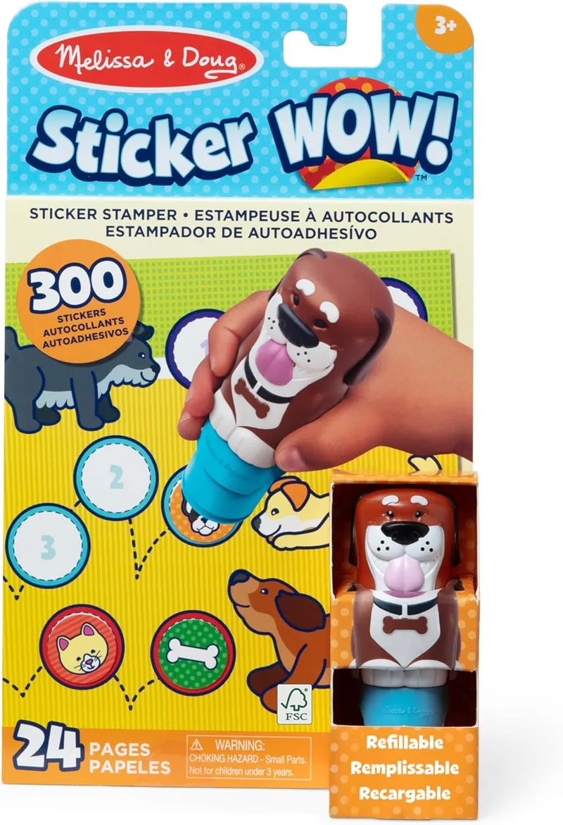 Melissa & Doug Sticker Wow! Carimbadores de autocolantes para cães: 24 páginas de actividades e 300 autocolantes para trabalhos manuais infantis, presente para crianças com mais de 3 anos