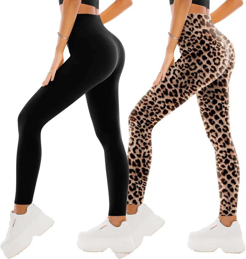 SINOPHANT ▫️ 2 Leggins Calças de ioga para mulher Leggings desportivas Leggings elásticas macias de cintura alta Leggings de Pilates