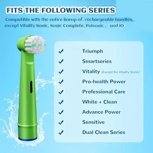 GENKENT ▫️ 8 cabeças de substituição para escova de dentes elétrica infantil, compatíveis com a Braun Oral-B 2