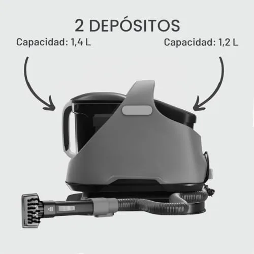 Avilia ▫️ Aspirador para tapetes – Lava alcatifas – Lava o interior do carro Cabo de 3 metros, reservatórios de 1,4 L e 1,2 L Tecnologia avançada para uma limpeza impecável. Cinza escuro e preto 7