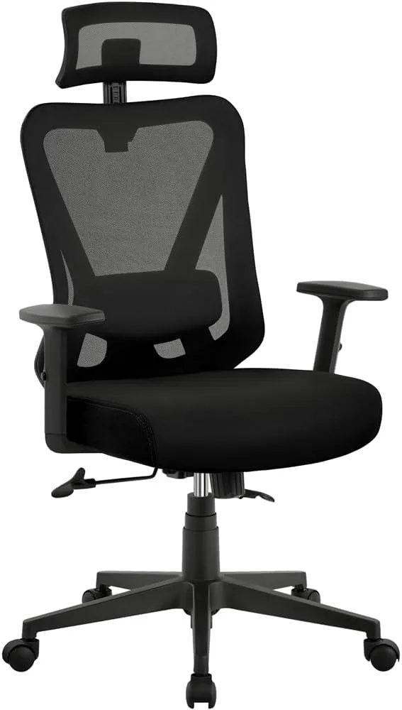 Yaheetech ▫️ Cadeira de escritório ergonómica com encosto bloqueável, preta