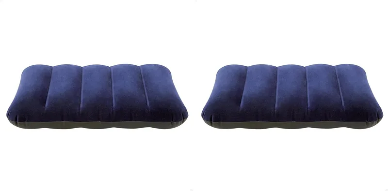 Intex ▫️ 68672, Almofada insuflável Flocada, Unisexo Adulto, Azul, 43 x 28 x 9 cm (Conjunto de 2)