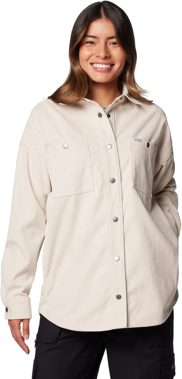Columbia ▫️ Casaco tipo camisa em veludo cotelê modelo Blue Point Creek, de manga comprida, para mulher (conjunto de 1)