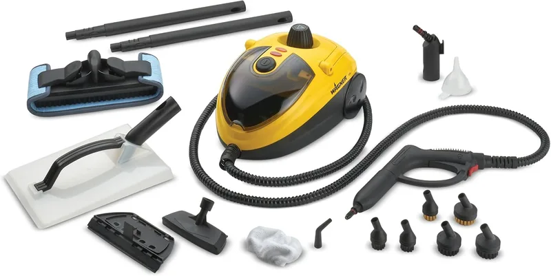 Wagner ▫️ Power Steamer 915 E, limpador a vapor multifunções com 18 acessórios, pressão de 3,5 bar, autonomia de vapor de aprox. 40 min., capacidade do depósito de 1,2 l, mangueira com 2,4 m de comprimento, 1500 W