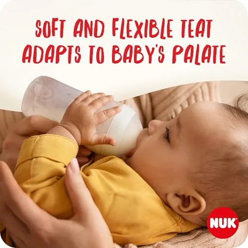 NUK ▫️ Conjunto de biberões Perfect Match | +3 meses | Adapta-se ao paladar | Controlo de temperatura | Ventilação anticólicos | 260 ml | Sem BPA | Tetina de silicone média | Arco-íris e Raminho | 3 unidades 2
