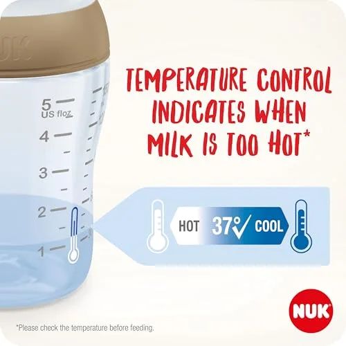 NUK ▫️ Conjunto de biberões Perfect Match | +3 meses | Adapta-se ao paladar | Controlo de temperatura | Ventilação anticólicos | 260 ml | Sem BPA | Tetina de silicone média | Arco-íris e Raminho | 3 unidades 4