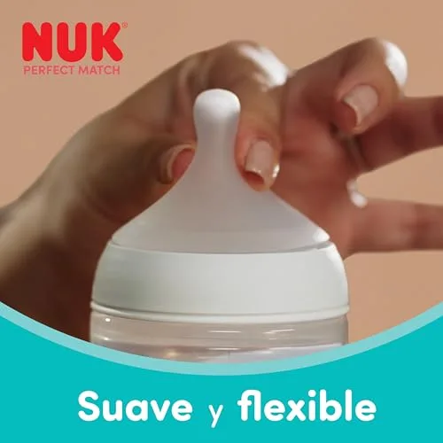 NUK ▫️ Conjunto de 4 biberões Perfect Match | +3 meses | Adapta-se ao bebé tal como o peito da mãe | Controlo de temperatura | Ventilação anticólicas | 150 e 260 ml | Tetinas de silicone | Arco-íris 3