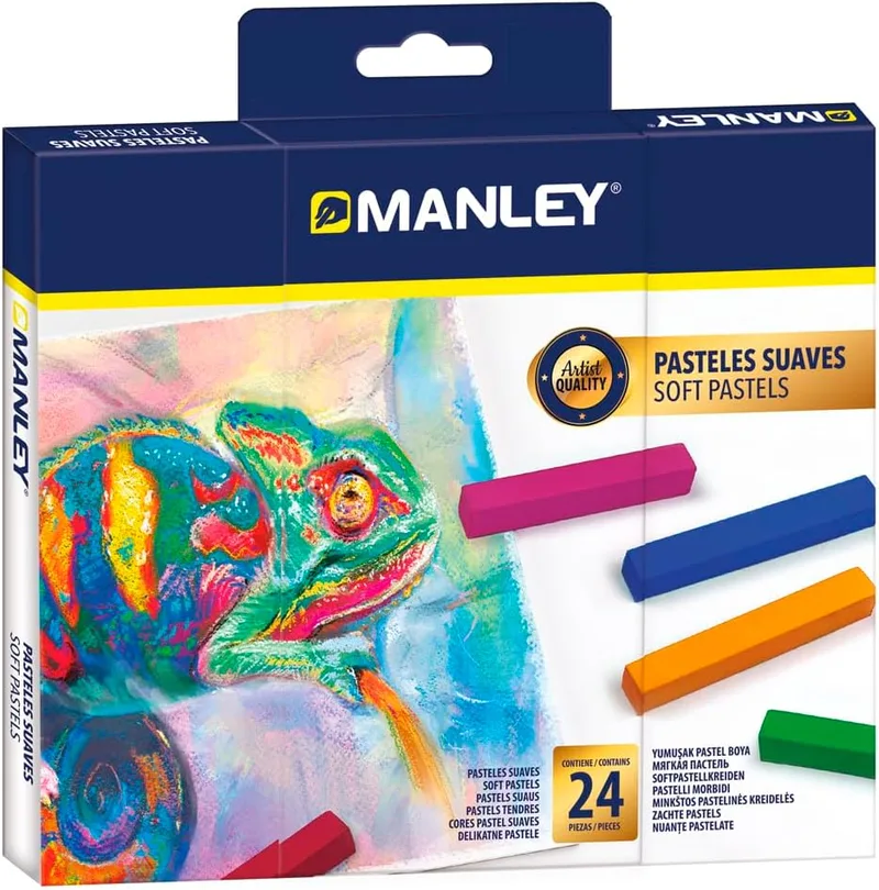 Manley ▫️ Pastéis suaves 24 unidades | Pastéis suaves com cores brilhantes | Ideais para artistas e principiantes | Pastéis de qualidade artística, fáceis de misturar e esbater