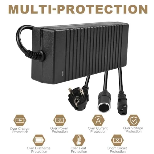 Adiwo ▫️ Adaptador de Corrente para Automóvel, Transformador 12 V 5 A, Conversor de Corrente 60 W, Adaptador de Corrente para Regulador de Tensão de 240 V a 12 V, Adaptador de Isqueiro de Automóvel para Tomada 4