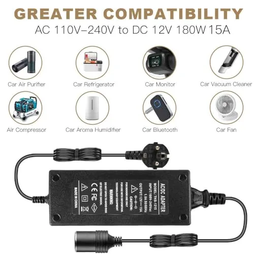 Adiwo ▫️ Adaptador de Corrente para Automóvel, Transformador 12 V 5 A, Conversor de Corrente 60 W, Adaptador de Corrente para Regulador de Tensão de 240 V a 12 V, Adaptador de Isqueiro de Automóvel para Tomada 5