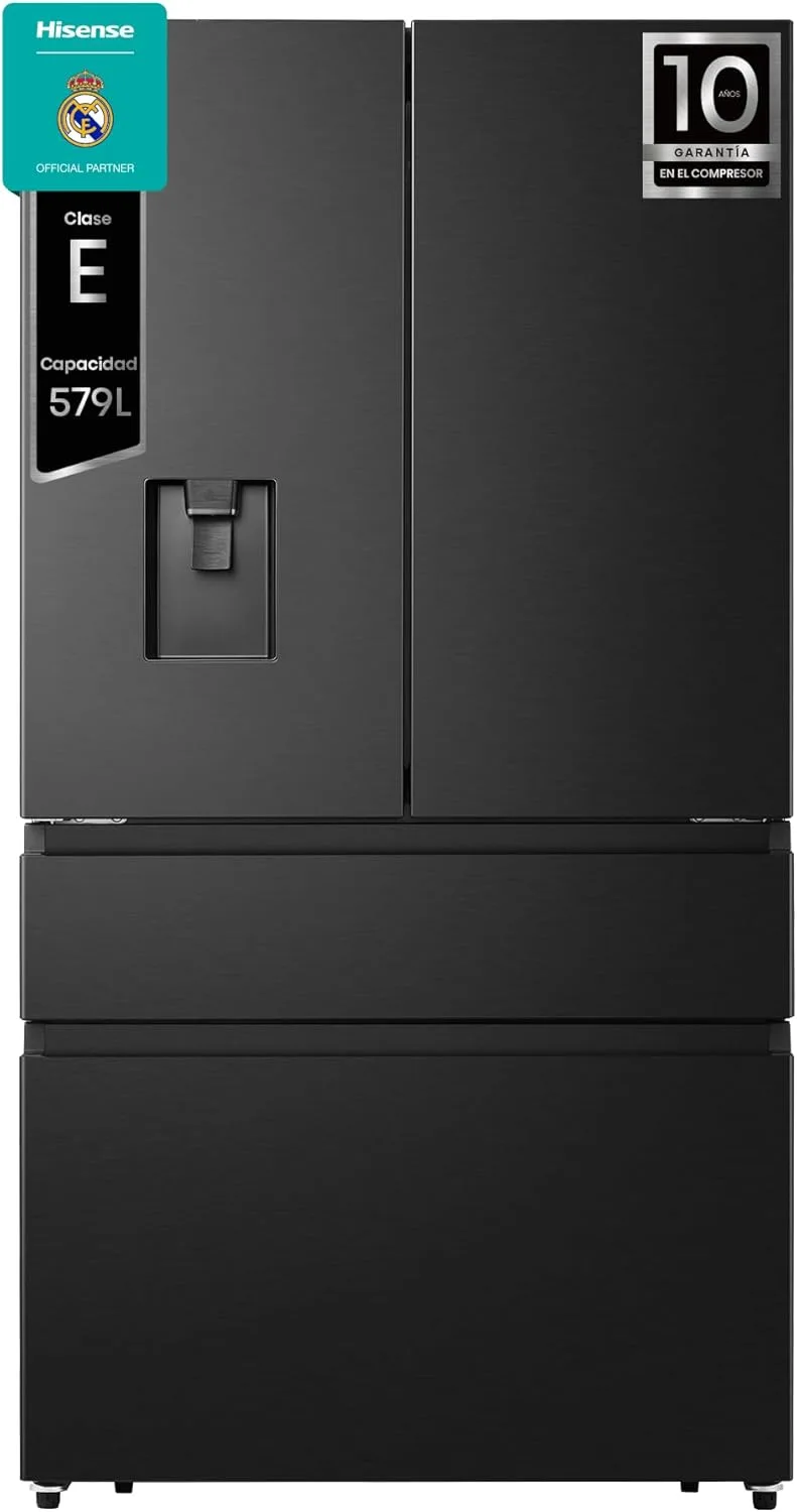 Hisense ▫️ RF749N4SWFE - Frigorífico americano Total French Door No Frost, 579L,179cm, Arrefecimento Metal-Tech, My Fresh Choice, Multi Airflow, Dispensador de água com reservatório, Inverter, WiFi, Dark Inox
