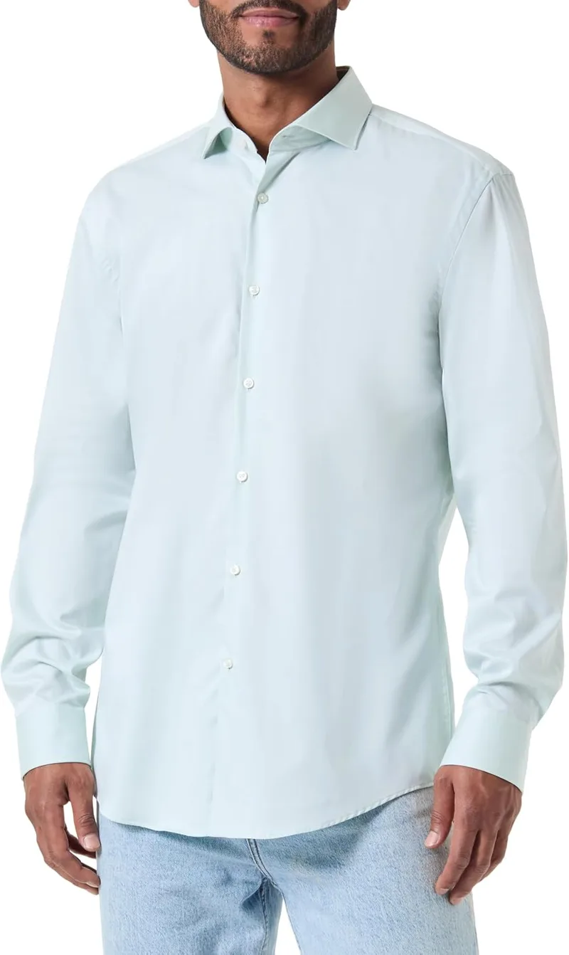 HUGO ▫️ Kason, Camisa de homem, Verde claro/pastel 332,