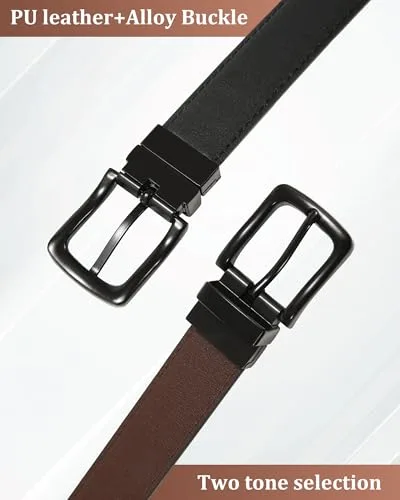 Kajeer ▫️ Cinto reversível para crianças - Cinto infantil preto e castanho para o uniforme escolar de ganga, 30 mm de largura, cinto em couro PU 4