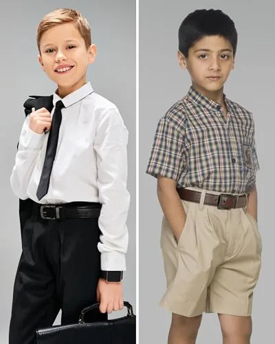 Kajeer ▫️ Cinto reversível para crianças - Cinto infantil preto e castanho para o uniforme escolar de ganga, 30 mm de largura, cinto em couro PU 6