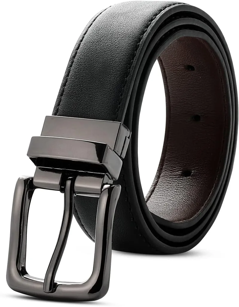 Kajeer ▫️ Cinto reversível para crianças - Cinto infantil preto e castanho para o uniforme escolar de ganga, 30 mm de largura, cinto em couro PU