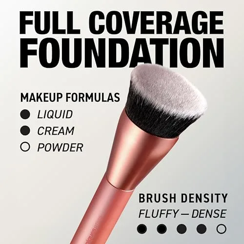 REAL TECHNIQUES ▫️ Pincel de maquilhagem Glow de base redonda, para maquilhagem líquida e em creme, pincel de base plana para aperfeiçoar e esbater a cobertura, cerdas sintéticas densas, 1 unidade 2