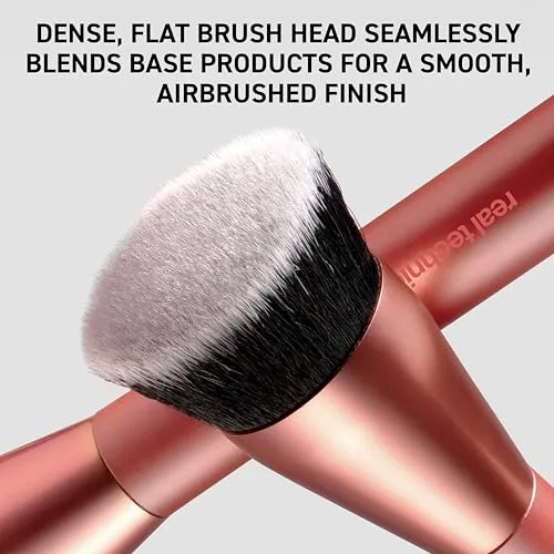 REAL TECHNIQUES ▫️ Pincel de maquilhagem Glow de base redonda, para maquilhagem líquida e em creme, pincel de base plana para aperfeiçoar e esbater a cobertura, cerdas sintéticas densas, 1 unidade 3