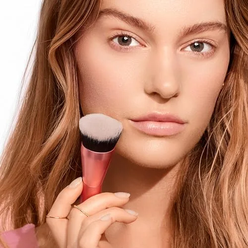 REAL TECHNIQUES ▫️ Pincel de maquilhagem Glow de base redonda, para maquilhagem líquida e em creme, pincel de base plana para aperfeiçoar e esbater a cobertura, cerdas sintéticas densas, 1 unidade 6